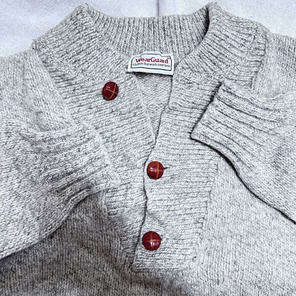 WearGuard Vintage Wool 1/4 Button Sweater Mens Medium Classic Preppy - Picture 5 of 5